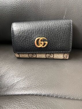Gucci Black Leather and Canvas Key Case & Card Holder